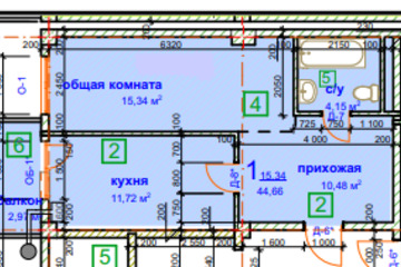 1-к квартира, 44,6 м², 5/8 эт.